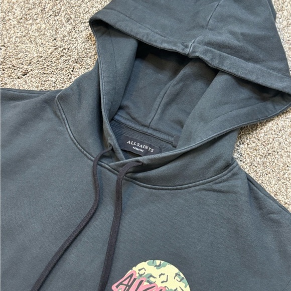 All Saints Hoodie Mens Shredder Hoodie Black Skater Size Medium Sleeveless EUC - Picture 5 of 6